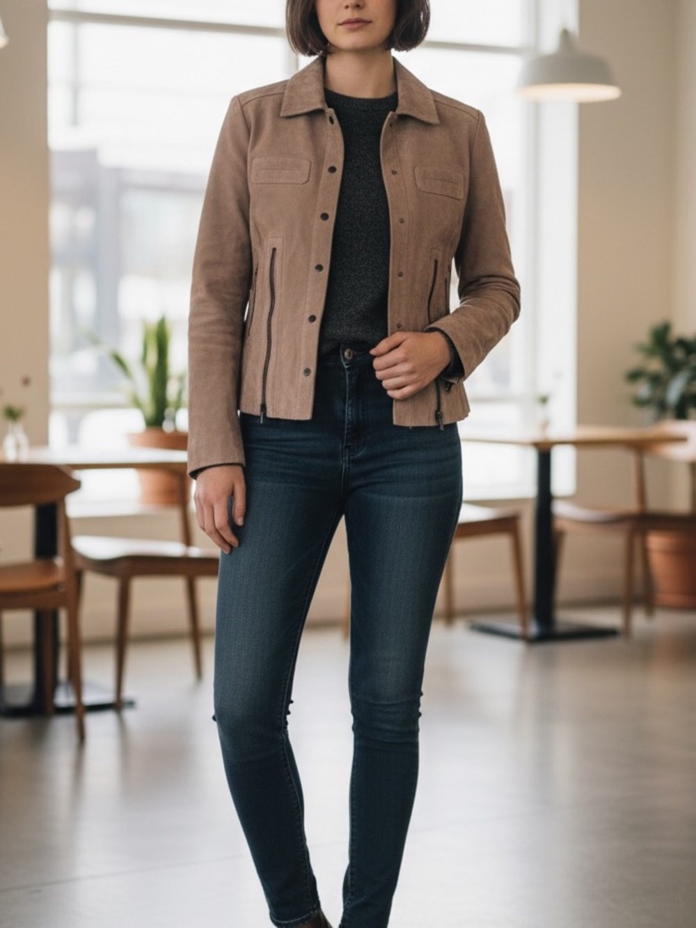 Anthropologie Taupe Leather Jacket